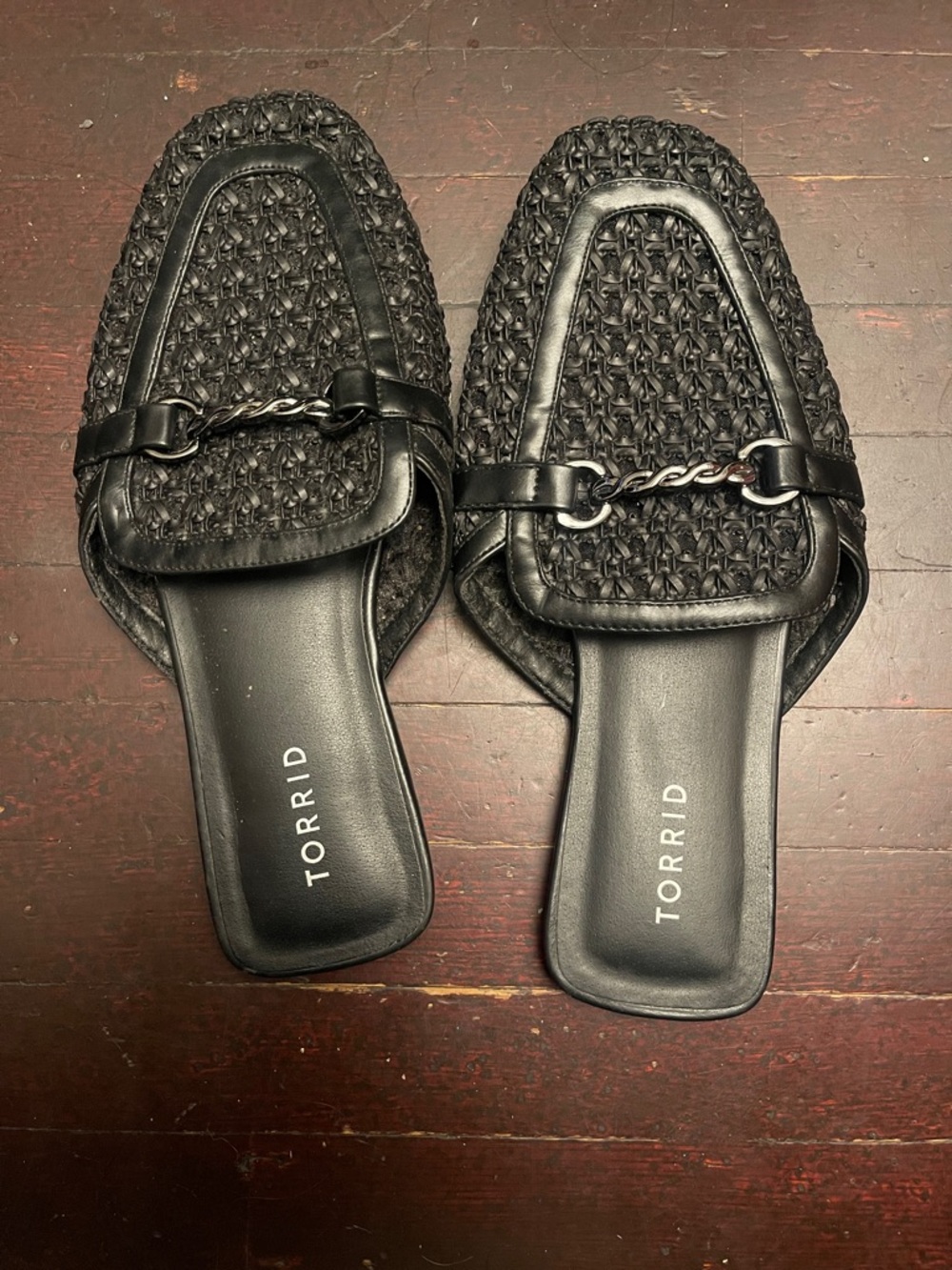 torrid Black Woven Slip-On Mules with Decorative Bit